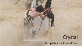  Presentation with gladiators - Amazing theme having army strong - roman chariot in a fight backdrop and a mint green colored foreground