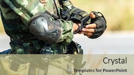  Presentation with war - Presentation theme consisting of army strong - soldier preparation ready for war background and a mint green colored foreground