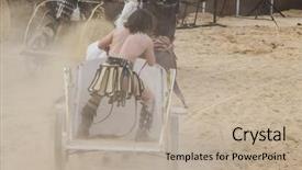  Presentation with roman army - Audience pleasing PPT theme consisting of army strong - soldier roman chariot backdrop and a mint green colored foreground