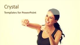  Presentation with military camera - Presentation theme with army strong - woman in military clothes boxing background and a white colored foreground