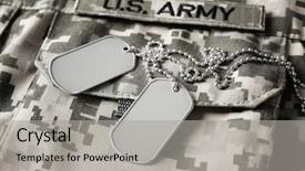  Presentation with army - Presentation having army tokens and patch background and a light gray colored foreground