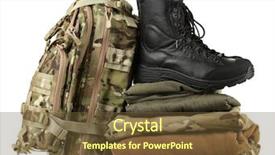  Presentation with army - Beautiful theme featuring army uniform isolated on white backdrop and a tawny brown colored foreground