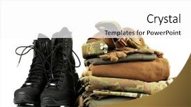  Presentation with army - Presentation theme featuring army uniform isolated on white background and a white colored foreground