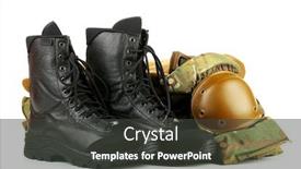  Presentation with army - Presentation theme consisting of army-uniform-isolated-on-white background and a dark gray colored foreground