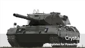  Presentation with tank - PPT theme having army vehicle - european-built main battle tank background and a dark gray colored foreground