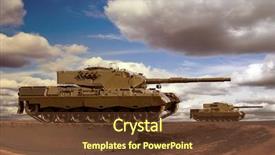  Presentation with battle - Amazing presentation theme having army vehicle - european-built main battle tanks preparing backdrop and a tawny brown colored foreground
