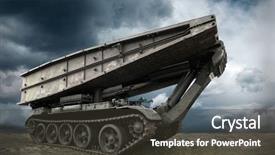  Presentation with tank - Slides having army vehicle - military tank under sky background and a dark gray colored foreground