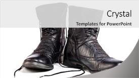 Presentation with leather year book - PPT layouts with army winter safety - black leather boots on white background and a  colored foreground