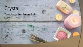  Presentation with incense sticks - Colorful presentation theme enhanced with aroma candles lavender smoking sticks backdrop and a light gray colored foreground