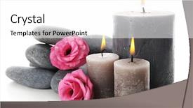  Presentation with candle - PPT theme enhanced with aroma candles with pebbles background and a white colored foreground