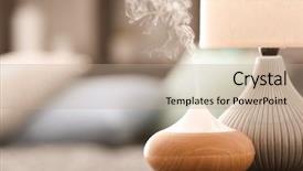  Presentation with funeral flames of aroma candles - Slide set with aroma lamp on table background and a coral colored foreground