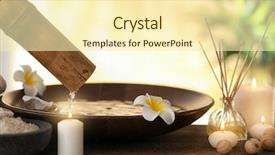  Presentation with pouring water - Audience pleasing slide set consisting of aroma oil - beautiful spa composition with pouring backdrop and a cream colored foreground