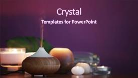  Presentation with diffuser - Presentation having aroma oil diffuser and candles background and a tawny brown colored foreground