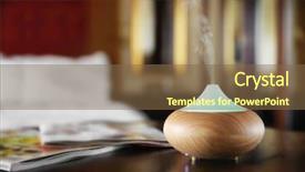  Presentation with diffuser - PPT theme enhanced with aroma oil diffuser on wooden background and a tawny brown colored foreground