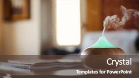  Presentation with diffuser - Colorful PPT layouts enhanced with aroma oil diffuser on wooden backdrop and a tawny brown colored foreground