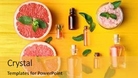  Presentation with citrus - Colorful theme enhanced with aroma oil with citrus backdrop and a yellow colored foreground