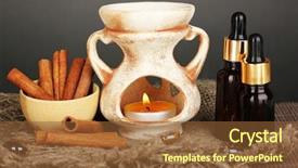  Presentation with aromatherapy - Amazing theme having aromatherapy lamp on grey background backdrop and a tawny brown colored foreground