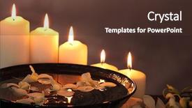  Presentation with flower candles - Audience pleasing PPT theme consisting of burning candles with white orchid backdrop and a tawny brown colored foreground