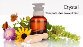  Presentation with white flowers - Audience pleasing presentation consisting of herbal remedies - medicine bottle with tablets backdrop and a white colored foreground