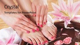  Presentation with ceramic - Slide set consisting of foot care - spa background with a beautiful background and a coral colored foreground