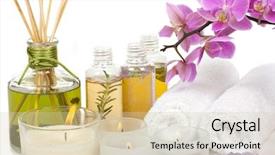  Presentation with aromatherapy - Amazing slide deck having spa treatment and aromatherapy backdrop and a soft green colored foreground