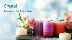  Presentation with spa - Presentation theme featuring still life with spa candles on light blurred background background and a sky blue colored foreground