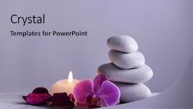  Presentation with peppermint candy cane on white - PPT theme consisting of white spa stones with candle background and a light blue colored foreground