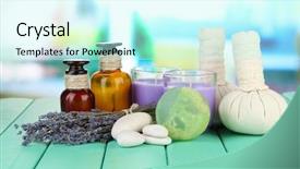  Presentation with lavender - Amazing presentation design having aromaterapi - still life with lavender candle backdrop and a cool aqua colored foreground