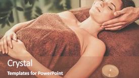  Presentation with spa salon - PPT theme featuring aromaterapi - young woman having face massage background and a red colored foreground
