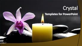  Presentation with tranquil spa - PPT layouts enhanced with aromatherapy candle and pink orchid on zen stones tranquil spa scene background and a dark gray colored foreground