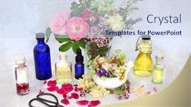  Presentation with aromatherapy oil - Colorful presentation enhanced with aromatherapy-essential-oil-preparation backdrop and a sky blue colored foreground