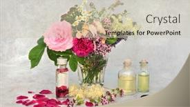  Presentation with flowers vase - Audience pleasing slide set consisting of aromatherapy-essential-oil-preparation backdrop and a soft green colored foreground