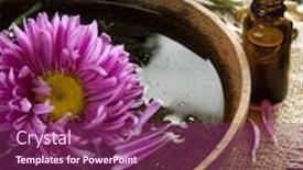  Presentation with aromatherapy oil - PPT theme enhanced with aromatherapy essential oil spa treatment background and a violet colored foreground