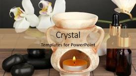  Presentation with aromatherapy - Presentation theme enhanced with aromatherapy lamp on grey background background and a coral colored foreground