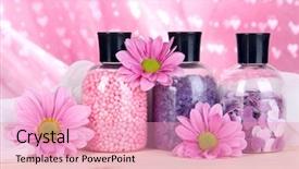  Presentation with minerals - Presentation design having aromatherapy minerals - colorful bath salt background and a coral colored foreground