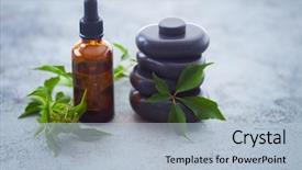  Presentation with aromatherapy oil - Cool new presentation theme with aromatherapy oil with fresh herbs backdrop and a light blue colored foreground