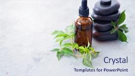  Presentation with aromatherapy oil - Presentation enhanced with aromatherapy oil with fresh herbs background and a sky blue colored foreground