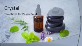  Presentation with aromatherapy oil - Amazing presentation theme having aromatherapy oil with fresh herbs backdrop and a light blue colored foreground