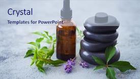  Presentation with aromatherapy oil - Beautiful presentation featuring aromatherapy oil with fresh herbs backdrop and a lemonade colored foreground