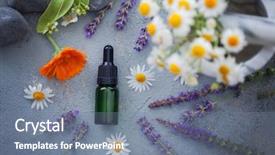  Presentation with aromatherapy oil - Colorful presentation enhanced with aromatherapy oil with fresh herbs backdrop and a seafoam green colored foreground