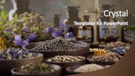 Presentation with healing - Amazing theme having aromatic - fresh medicinal healing herbs backdrop and a tawny brown colored foreground