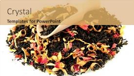  Presentation with dry fruits - PPT theme featuring aromatic black dry tea with fruits and petals isolated on white background and a yellow colored foreground