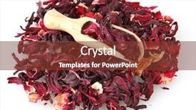  Presentation with hibiscus - Theme consisting of aromatic hibiscus tea with wooden shovel isolated on white background and a tawny brown colored foreground