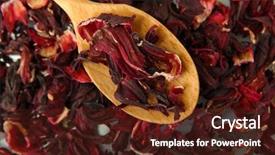  Presentation with hibiscus - Cool new slide deck with aromatic hibiscus tea with wooden spoon close up backdrop and a tawny brown colored foreground