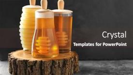  Presentation with honey - Colorful PPT layouts enhanced with aromatic honey in glass jars on table against dark background backdrop and a tawny brown colored foreground