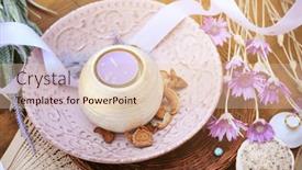  Presentation with poster - Slide set featuring aromatic-lavender-candle-spa-poster background and a lemonade colored foreground