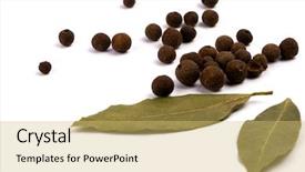  Presentation with pepper - Theme consisting of aromatic pepper and bay leaves background and a yellow colored foreground