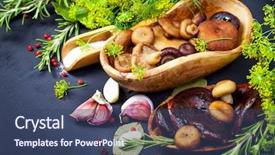  Presentation with canning - Slide set with aromatic spices for canning vegetables background and a ocean colored foreground