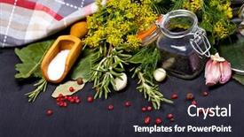  Presentation with canning - Slides enhanced with aromatic spices for canning vegetables background and a dark gray colored foreground