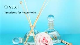  Presentation with odor - Theme with aromatic sticks for home with floral odor on blue background background and a cool aqua colored foreground